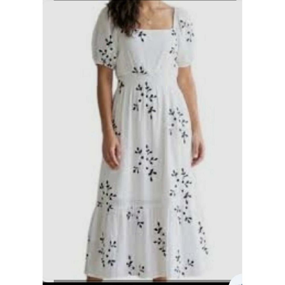 Kindred White Floral Embroidered Maxi Dress Puff Sleeve Womens Size 2X